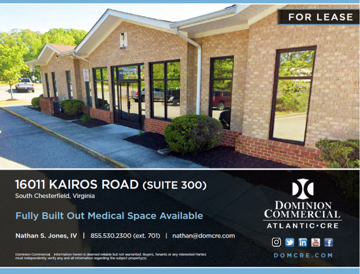16011 Kairos Road, South Chesterfield, Virginia, ,Office,For Lease,16011 Kairos Road,1224